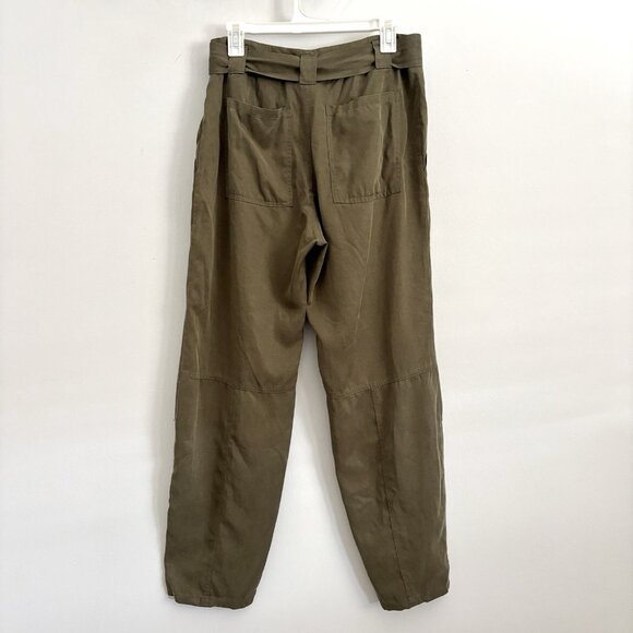 Reformation Olive Green Tapered Pants with Sash Belt Women’s Size Medium - Picture 5 of 7